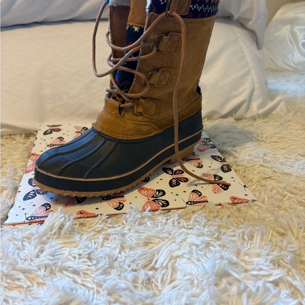 Brown and Black Winter Boots
